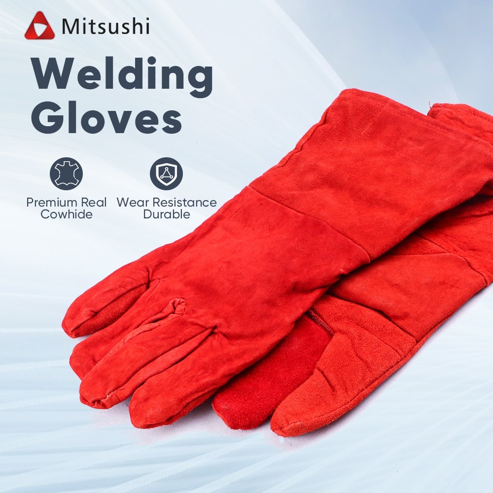 Mitsushi Sarung Tangan LasSarung Tangan Kulit Tebal Sarung Tangan Pelindung Las