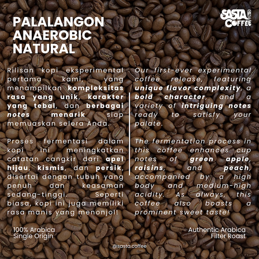

JAMIN MURAH !!!Kopi Arabika Ciwidey Palalangon Anaerobic Natural Filter Roast 200 Gram Biji Bubuk(BISA LANGSUNG ORDER)