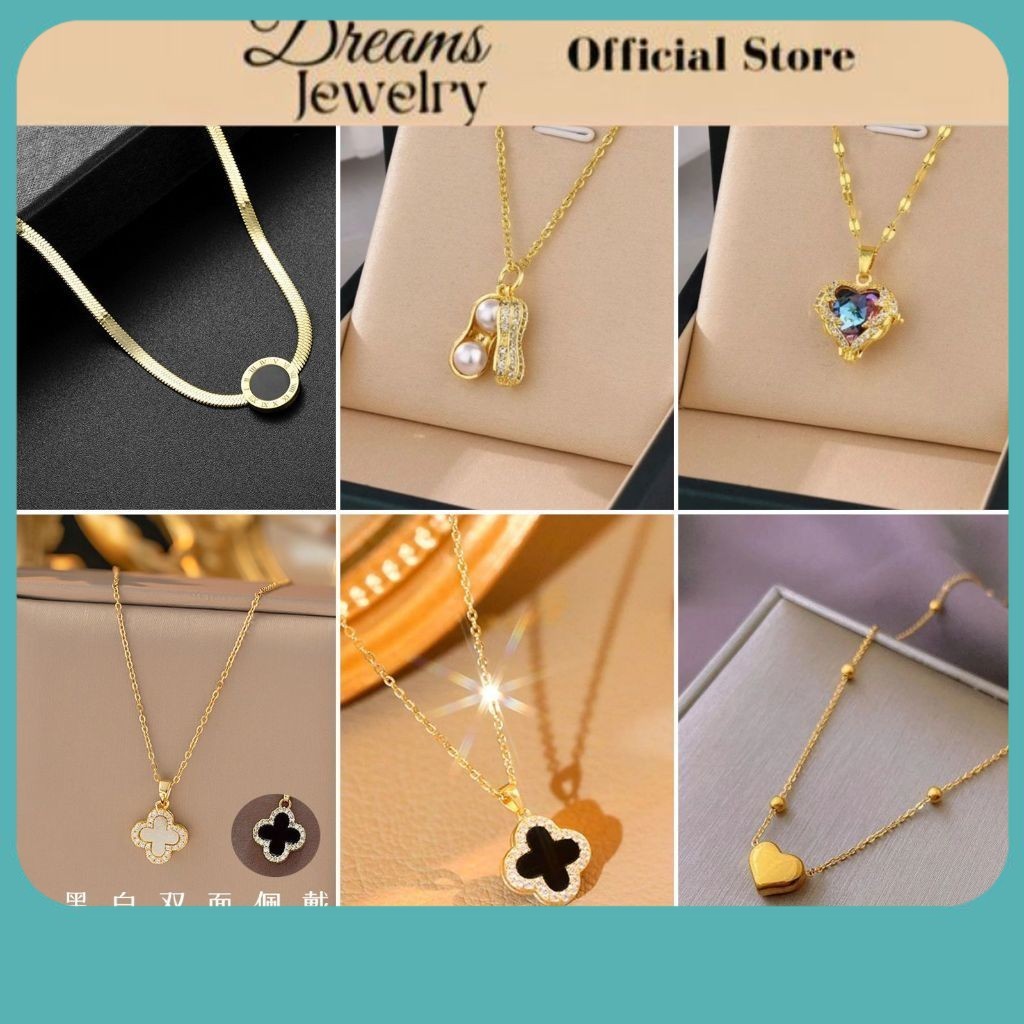 Perhiasan Wanita Kalung Titanium Asli Anti Karat Liontin Bulat Hitam
