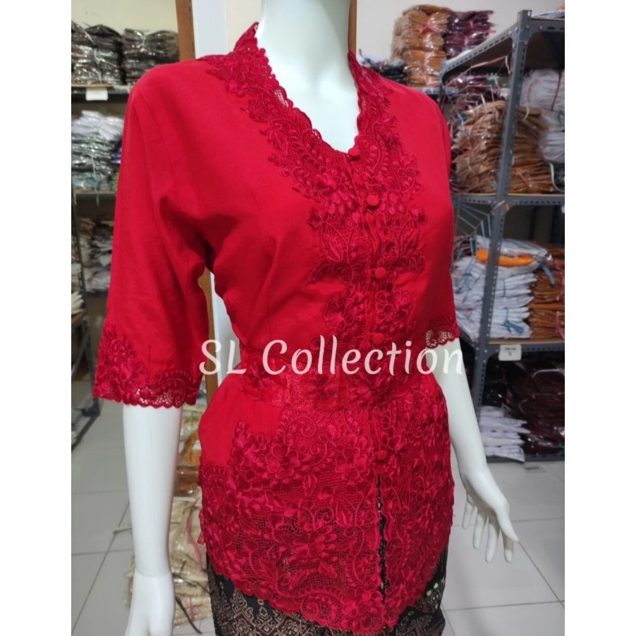 ✨LARIS✨ -Atasan Kebaya Bordir Modern Merah Cerah Jumbo|Kebaya Akad Nikah Mewah - L
