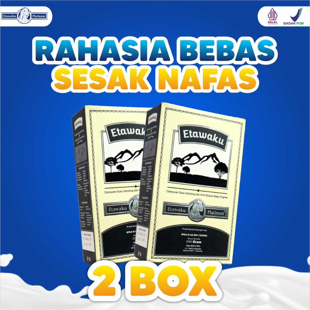 

ETAWAKU PLATINUM 2 BOX ORIGINAL Redakan Sesak Nafas Susu Kambing Etawa Untuk Paru Paru Batuk Tulang dan Sendi Halal BPOM Distributor Resmi Susu Etawaku Platinum