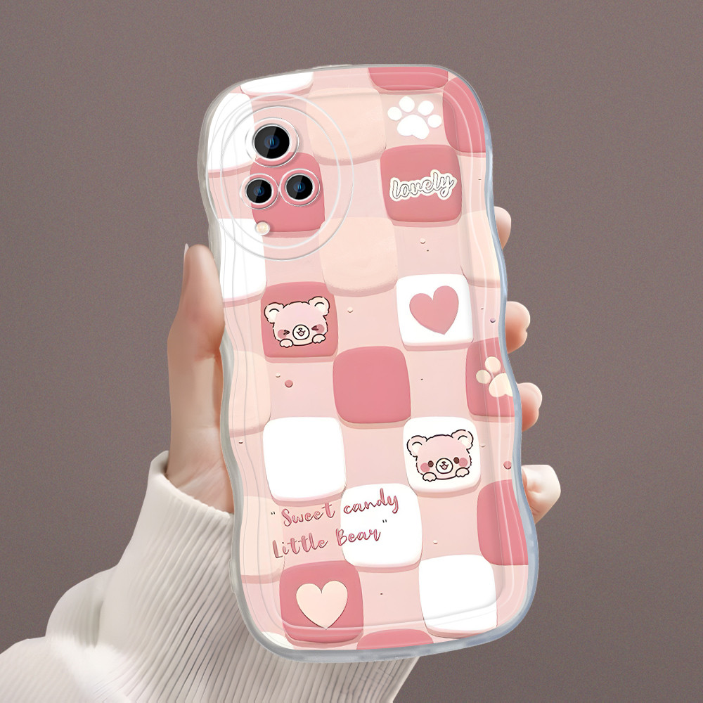 VIVO V21 5G Untuk Casing Hp Kesing Soft Phone Case Bergelombang Pink Lattice 4757 Softcase Cassing