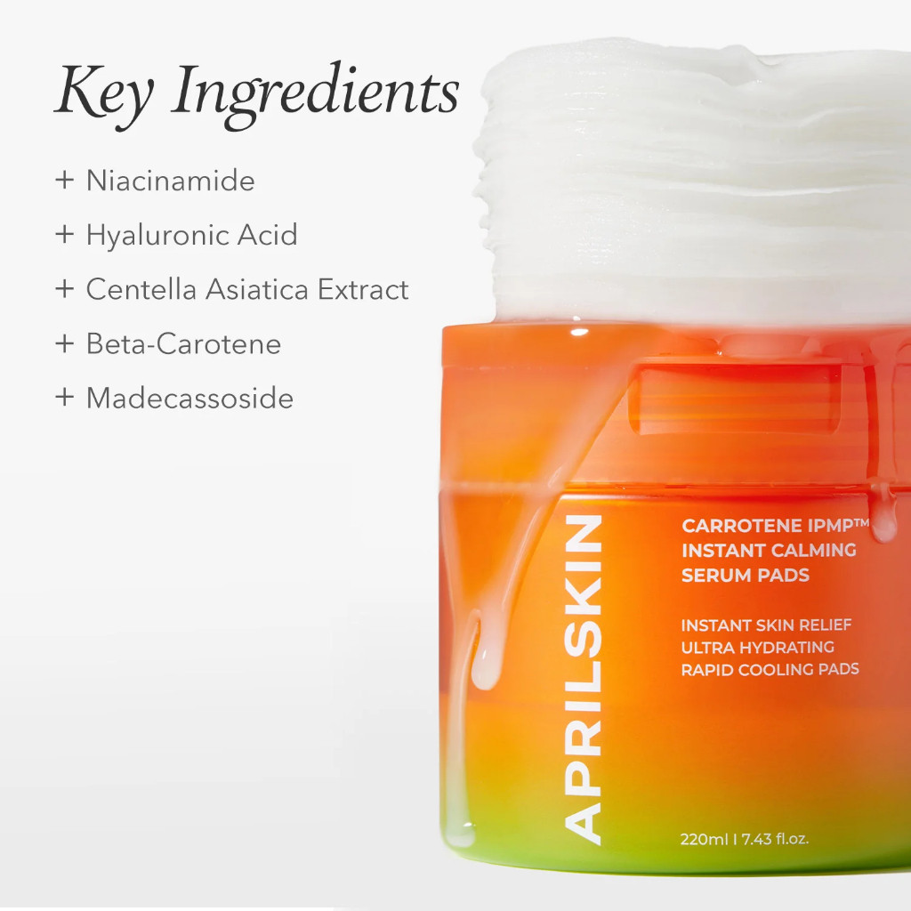 APRILSKIN CARROTENE | IPMP INSTANT CALMING SERUM PADS TONER PAD 220ML (80ea) | APRIL CLEANSING BALM
