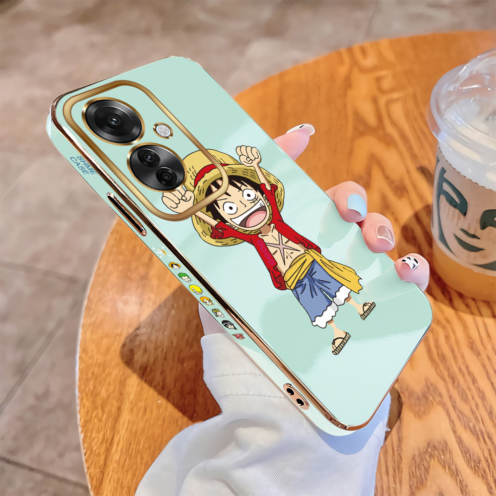 Casing Hp OPPO Reno11 F Reno 11F Luxury Plating TPU Soft Case Cover Anime Luffy Doraemon Goku Casing