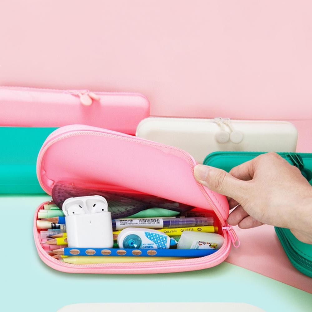 

Silicone Solid Color Soft Pencil Case Creative Large Capacity Stationery Bag