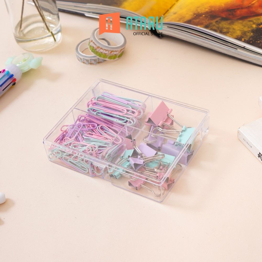 

Ataru Set Klip Penjepit Kertas 4 Desain Pastel Stationery Set Pins Clips Perlengkapan Alat Kantor