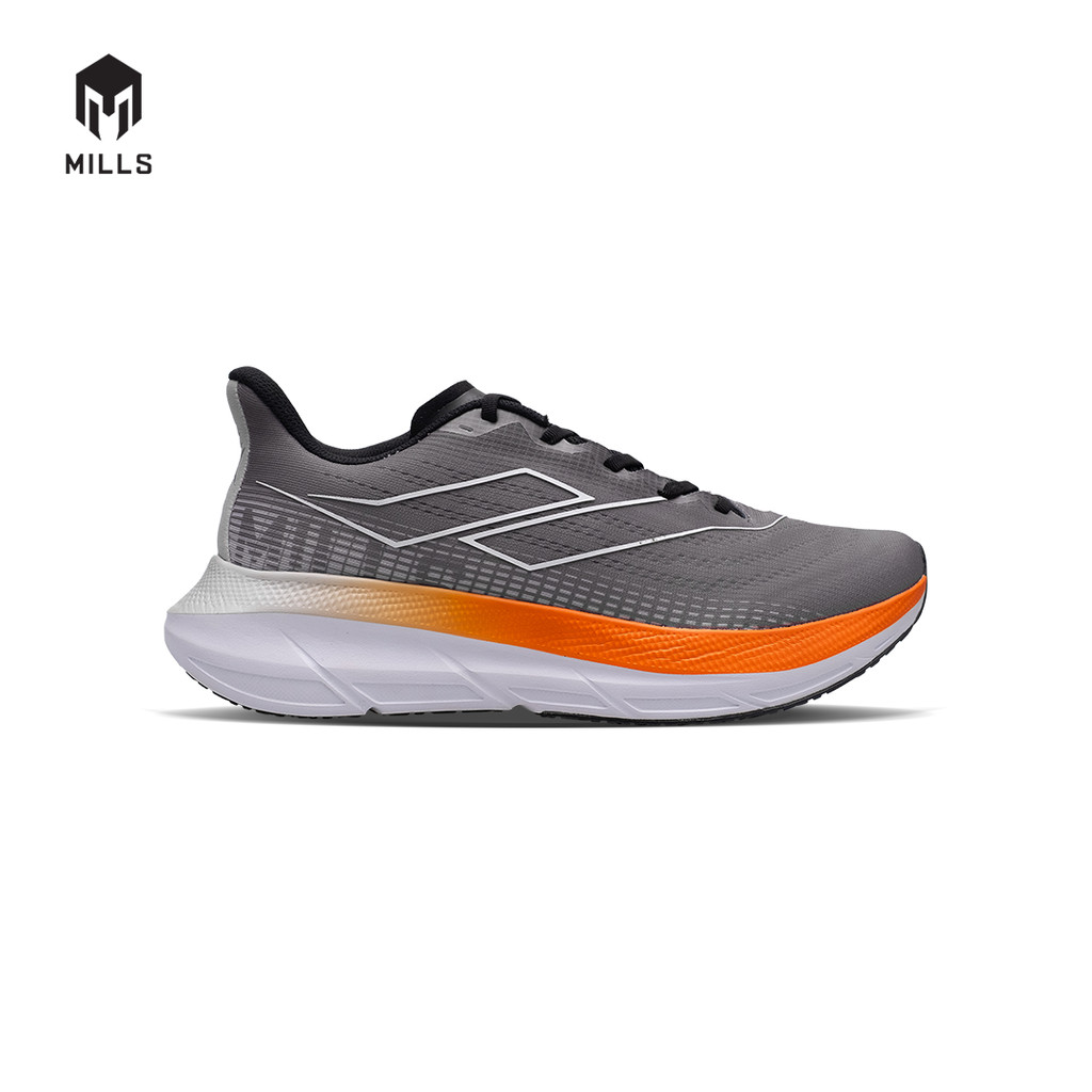 Mills Sepatu Lari Running Shoes Enermax Stream DK Grey / Orange / White 9103204