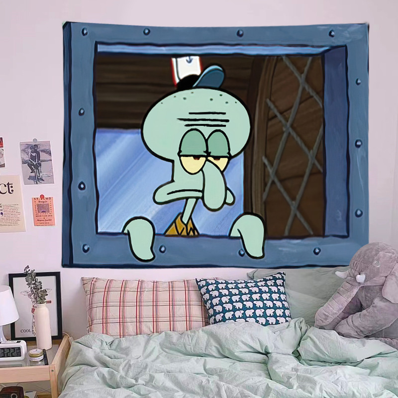 

Squidward Tentacles cartoon decoration background hanging cloth bedroom tapestry room decor aesthetic tapestry wall hanging
