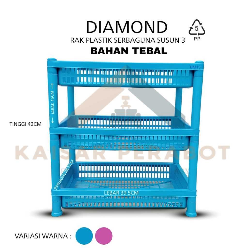 Rak Plastik Susun 3 KeranjangDapur Bumbu Serbaguna