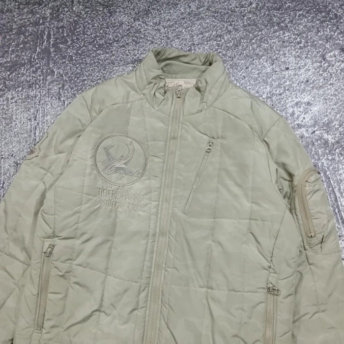 Jaket winter militer AVIREX USAF TIGER SHARKS camo military air combat jaket puffer gelembung tebal
