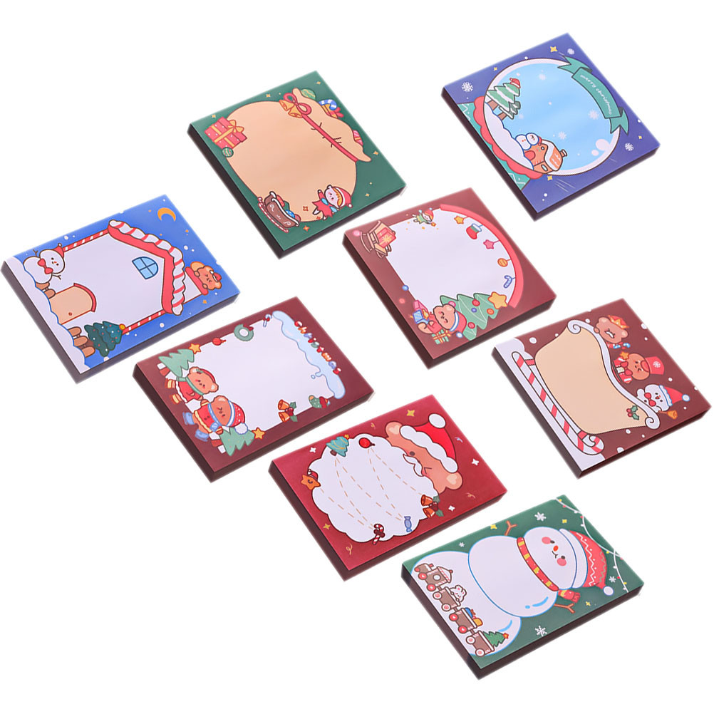 

8 Pcs Christmas Themed Notepads Sticky Notes Small Sticker Bear Portable Memo Cute