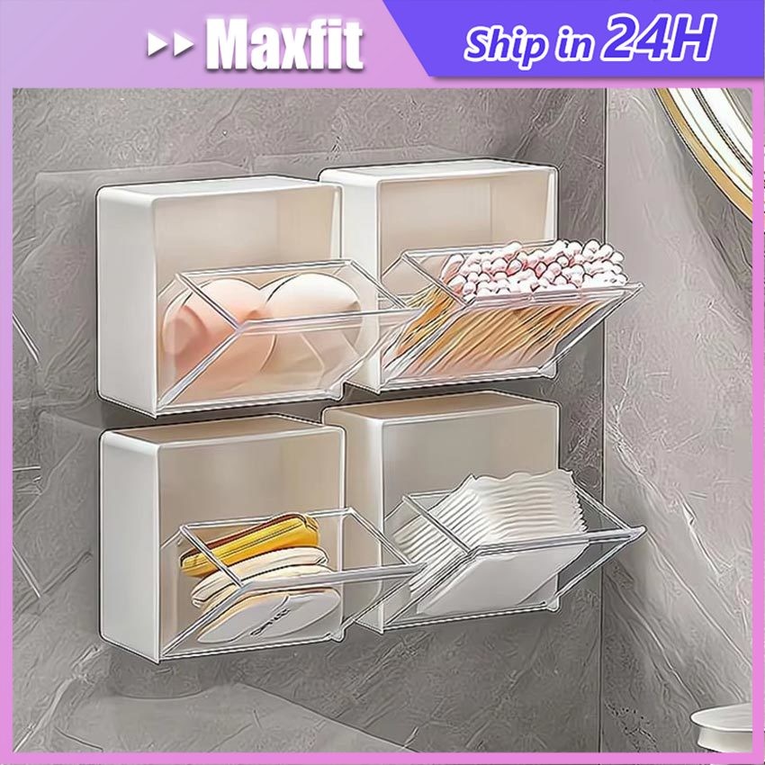 Tempat Penyimpanan Serbaguna Kotak Cotton Bud Rak Dinding Tempel  | Tempat Kapas | Kotak Makeup Orga
