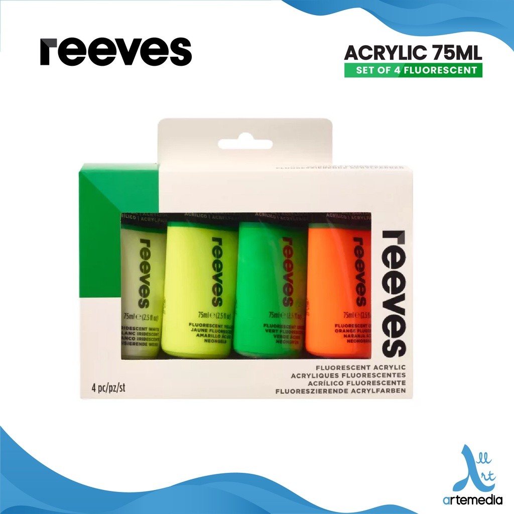 

Gramedia Surabaya - Reeves Acrylic Artists 4x75ml Acrylic Color Paint Set fluorescent