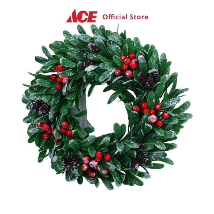 

Noelle 30 cm Wreath Dekorasi Natal Christmas Icy Berry - Hijau/Merah Xmas Hanging Decoration Ornamen Hiasan Natal Pajangan Decor Langit-Langit