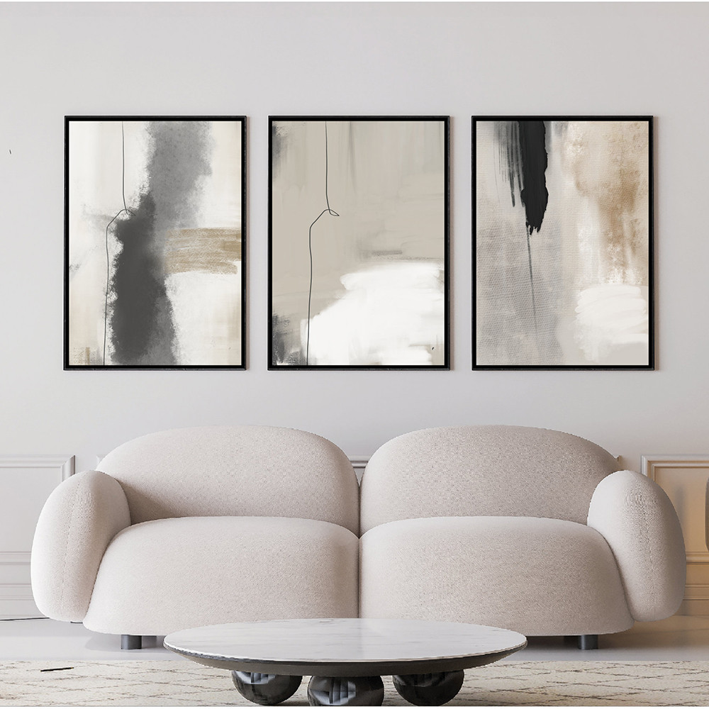 

Beige Black Grey Canvas Paintings Abstract Watercolor Posters and Prints Modern Minimalist Wall Art Pictures Living Room Decor