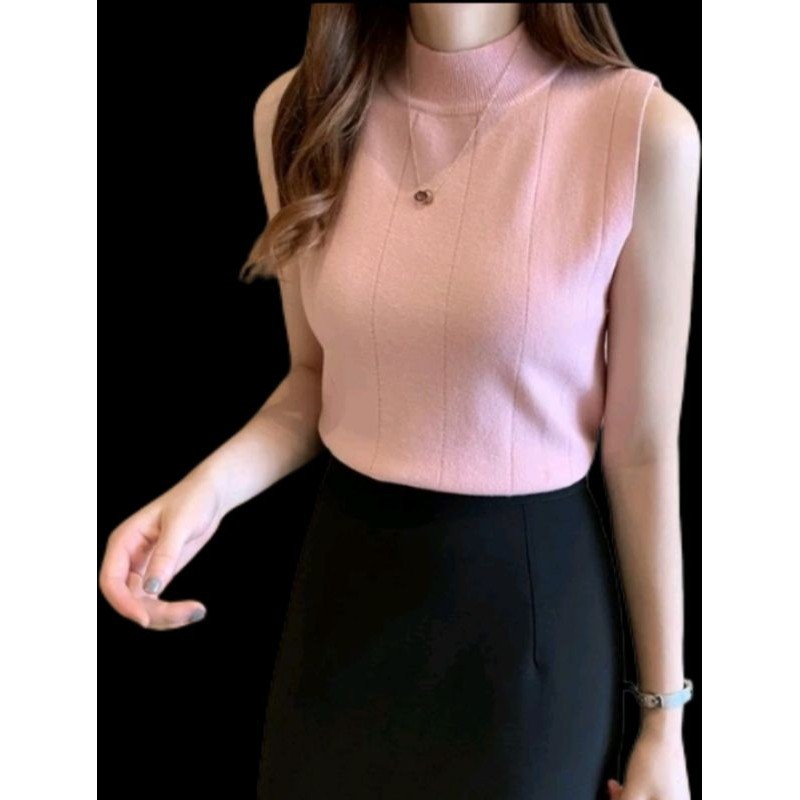 Ngros - Inner Turtleneck Wanita /Tanktop Rajut Garis /Tanktop Blouse Korean Inner/ Tanktop Tebal