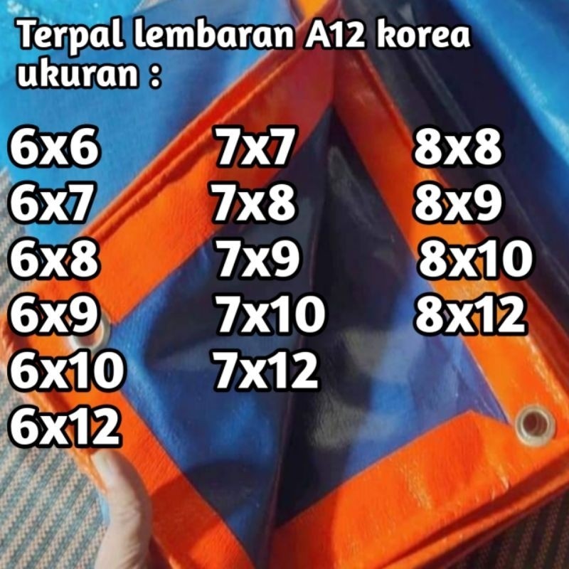 DISTRIBUTOR TERPAL Terpal lembaran A12 ukuran besar 6x6 6x7 6x8 6x9 6x10 6x12