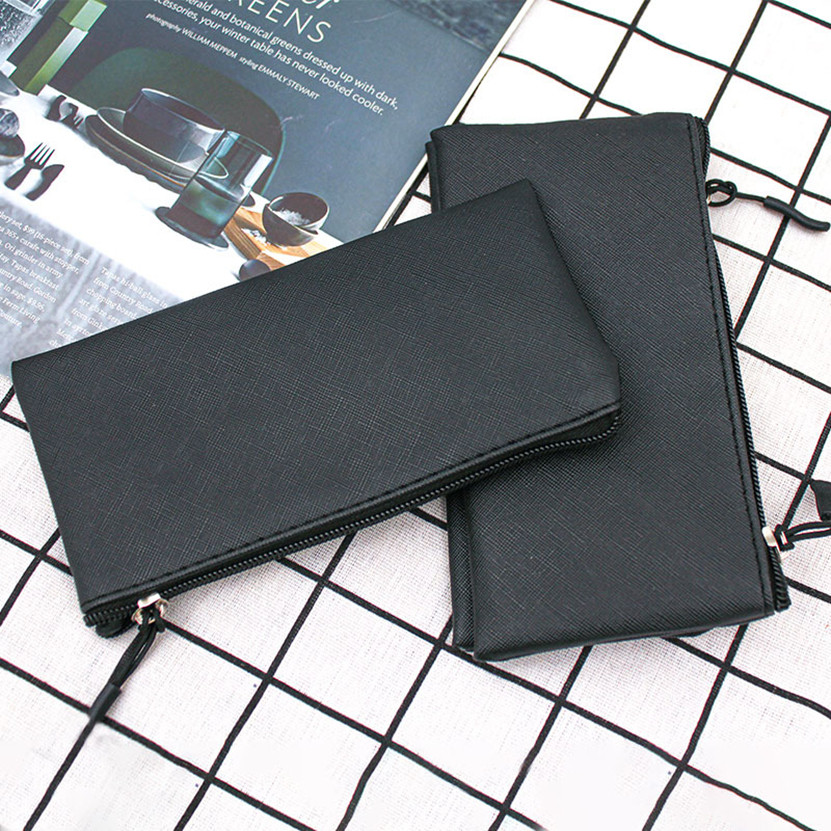 

Pencil Case For Office Black Leather Stationery Pencilcase Trousse Scolaire Piornik Estuche Escolar Material Papeleria Y Oficina