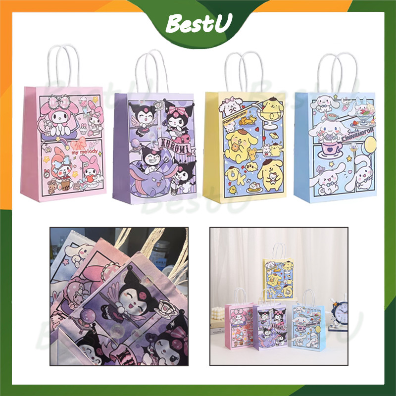 

paper bag /goodie bag /tas kado hadiah pesta ulang tahun motif sanrio family cinnamorol kuromi pocha hello kitty