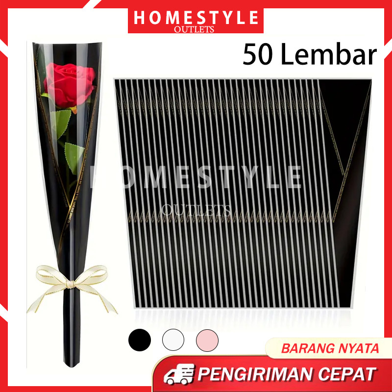 

(50 Lembar ) Cellophane Single Rose / Plastik Bungkus Bunga