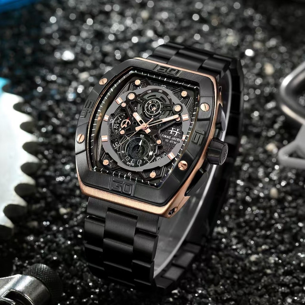 Evans Jayden Jam Tangan Pria 9549 Rantai Stainless Kaca Sapphire Water Resistant 10ATM