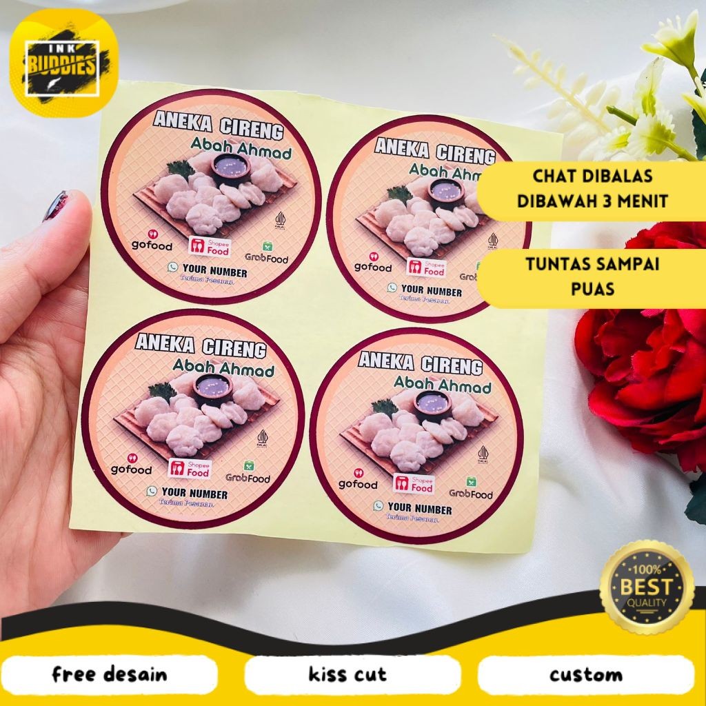 

INB 2-4 Sticker Print Chromo Cireng Cilok Cibay Stiker Label Bulat PerAcian Free Desain Custom