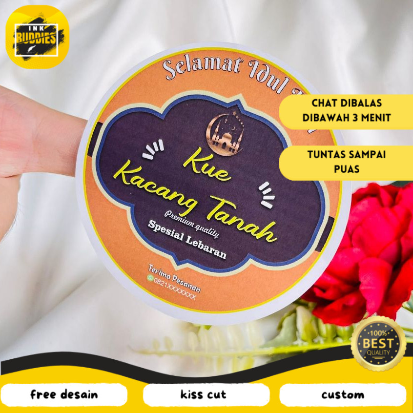 

INB 2-4 Print Sticker Kecil Bulat Cookies Idul Fitri Stiker Chromo Kue Kering Lebaran Custom