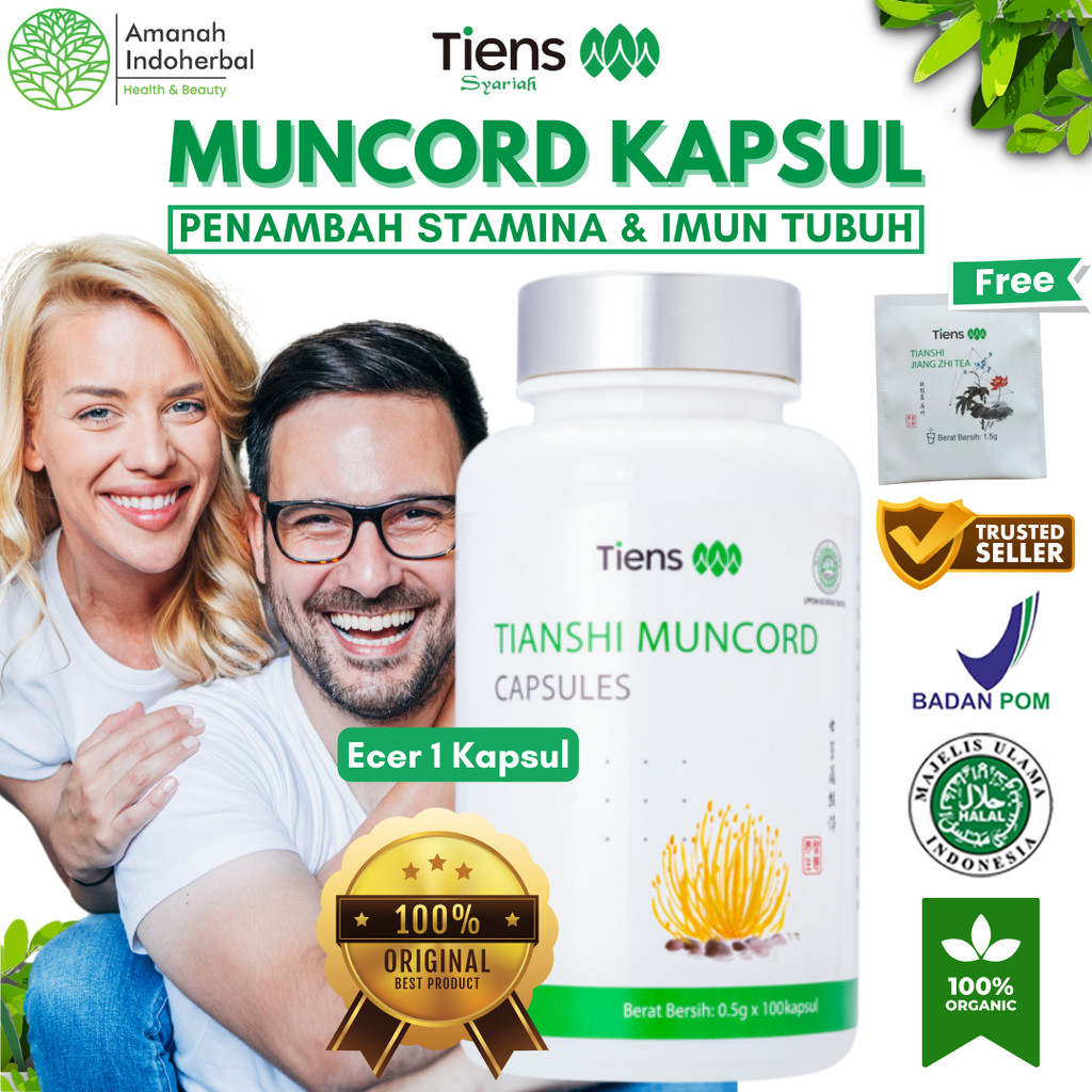 Ecer 1 Kapsul Tiens Muncord Cordyceps Mycelium 500 mg Suplemen Penambah Stamina Pria Wanita, Peningk