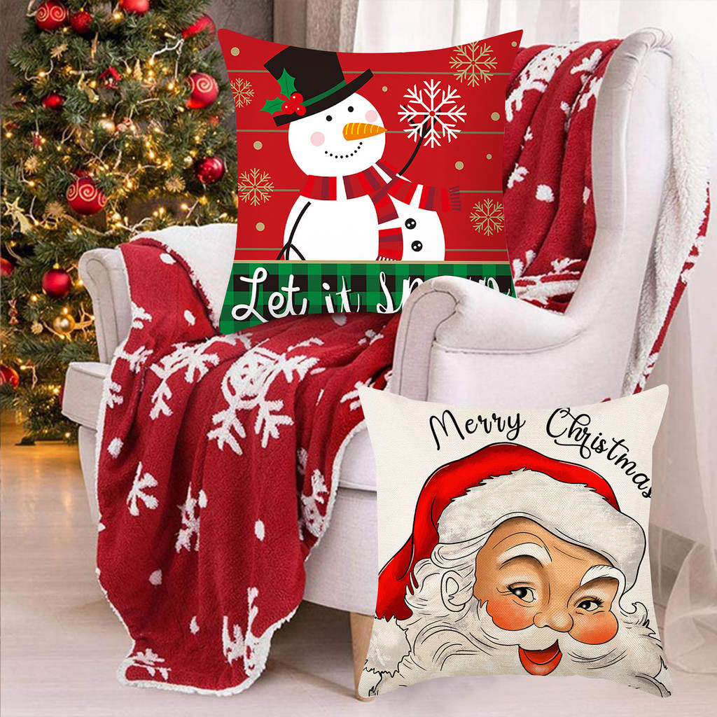 

Useful Throw Pillow Cover Easy to Care Cushion Cover Lightweight Dust-proof Christmas Pattern Throw Pillow Case Home Bedding