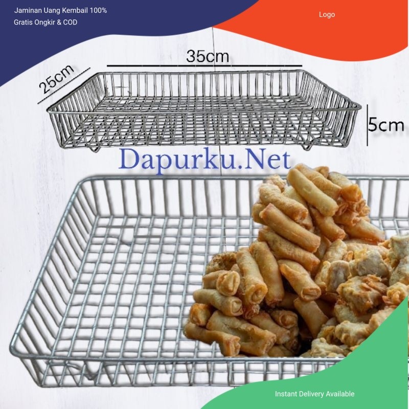 Cooling Rak Keranjang Saringan Gorengan Persegi panjang Tirisan Minyak Peniris Gorengan