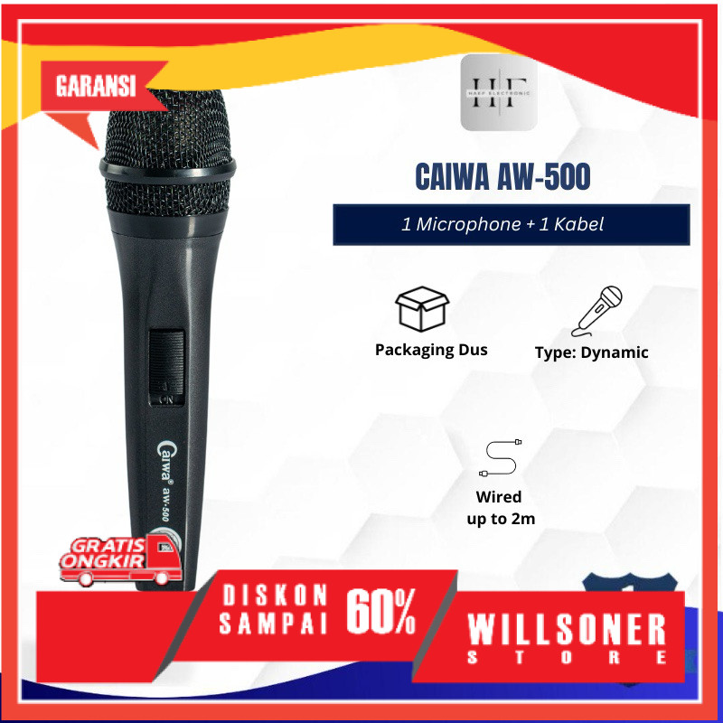 CAIWA AW-500 MICROPHONE KARAOKE KABEL MIC VOKAL MIC KABEL