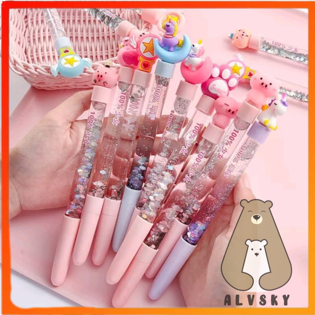 

SALE Pulpen Tinta Dengan Motif Air Glitter / Pena Air Glitter Karakter Lucu