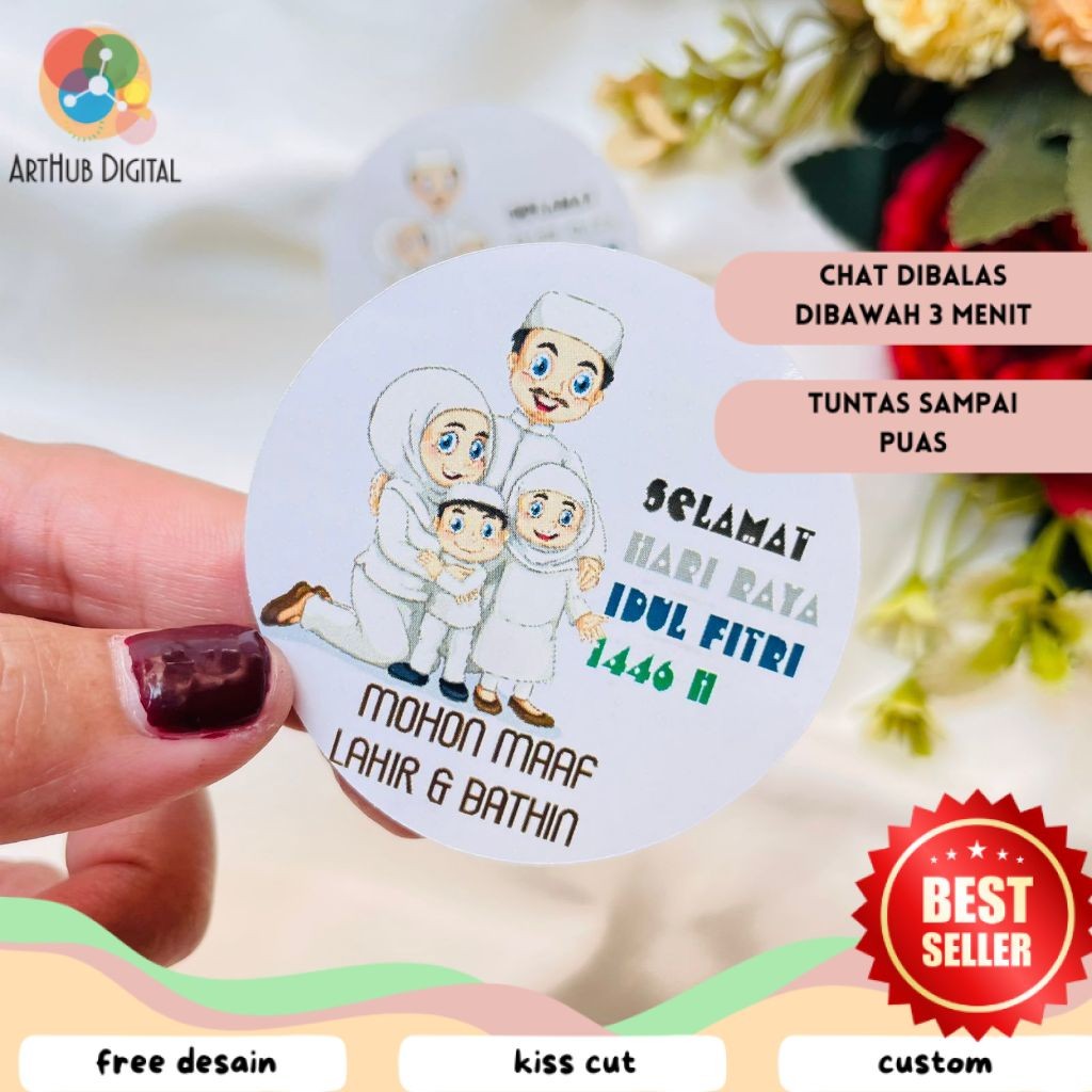 

AHD 5-8 Sticker Bulat Label Ramadhan Stiker Toples Cookies Selamat Idul Fitri Lebaran Eid