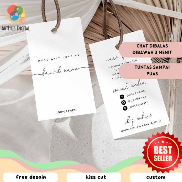 

AHD 4 2-7 Hang Tag Custom Label Baju Hangtag Hijab Jilbab Pakaian Thrift Per A3 Free Desain