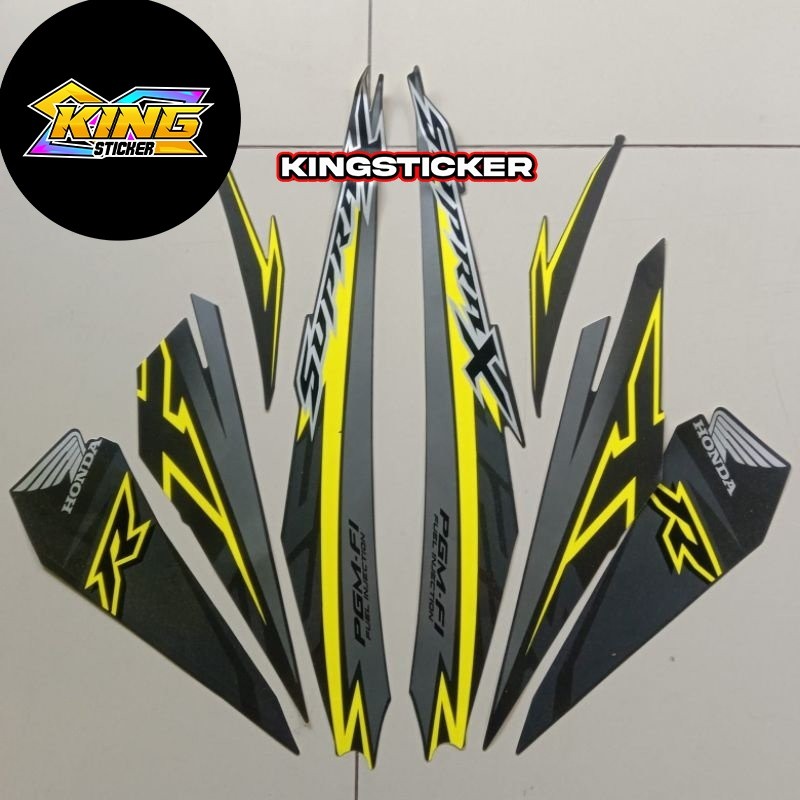 Striping stiker list motor Honda Supra x 125 fi 2018 hitam lis kuning