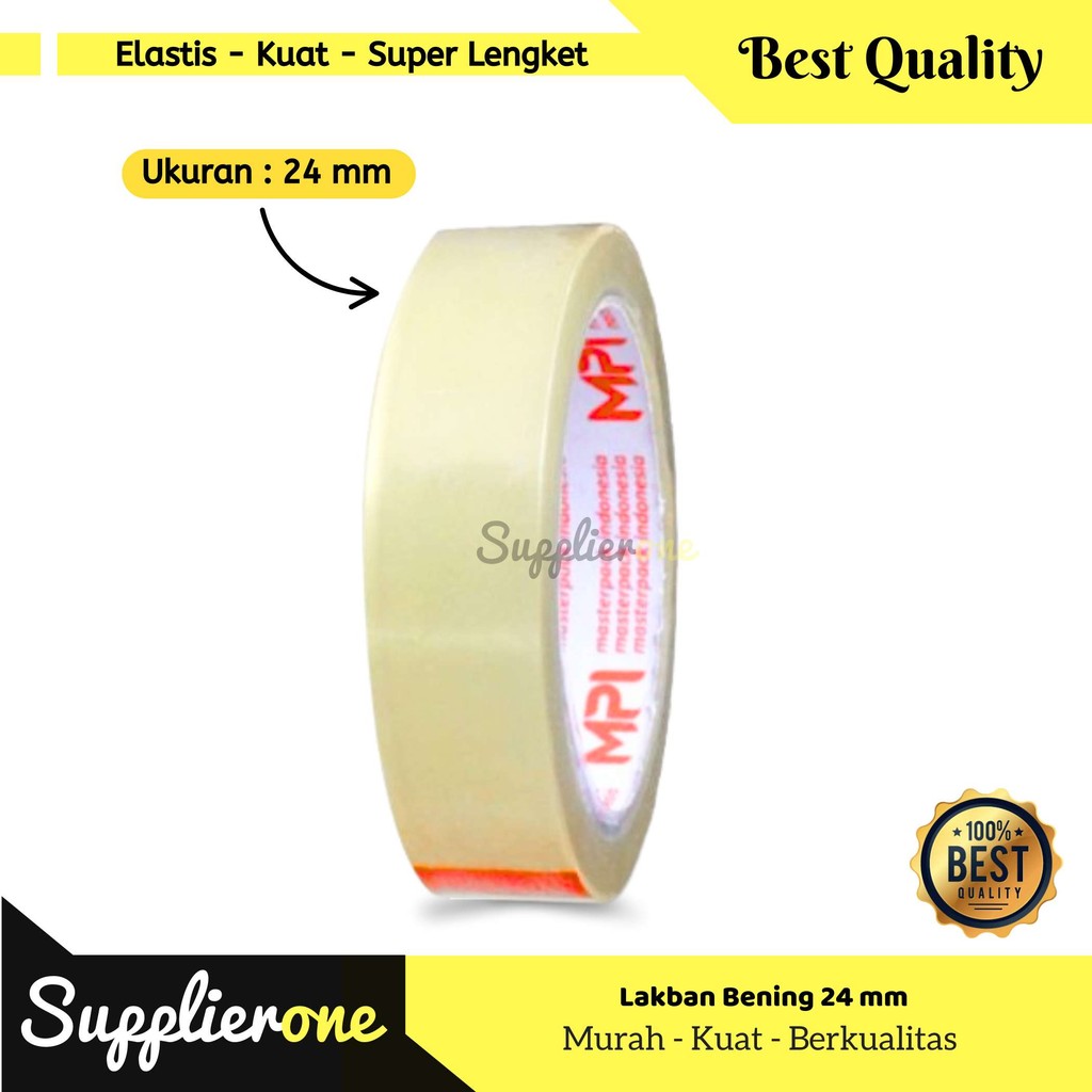 

Lakban bening 24 mm × 100 yard × 45 mikron / Lakban Bening / Solatip Bening