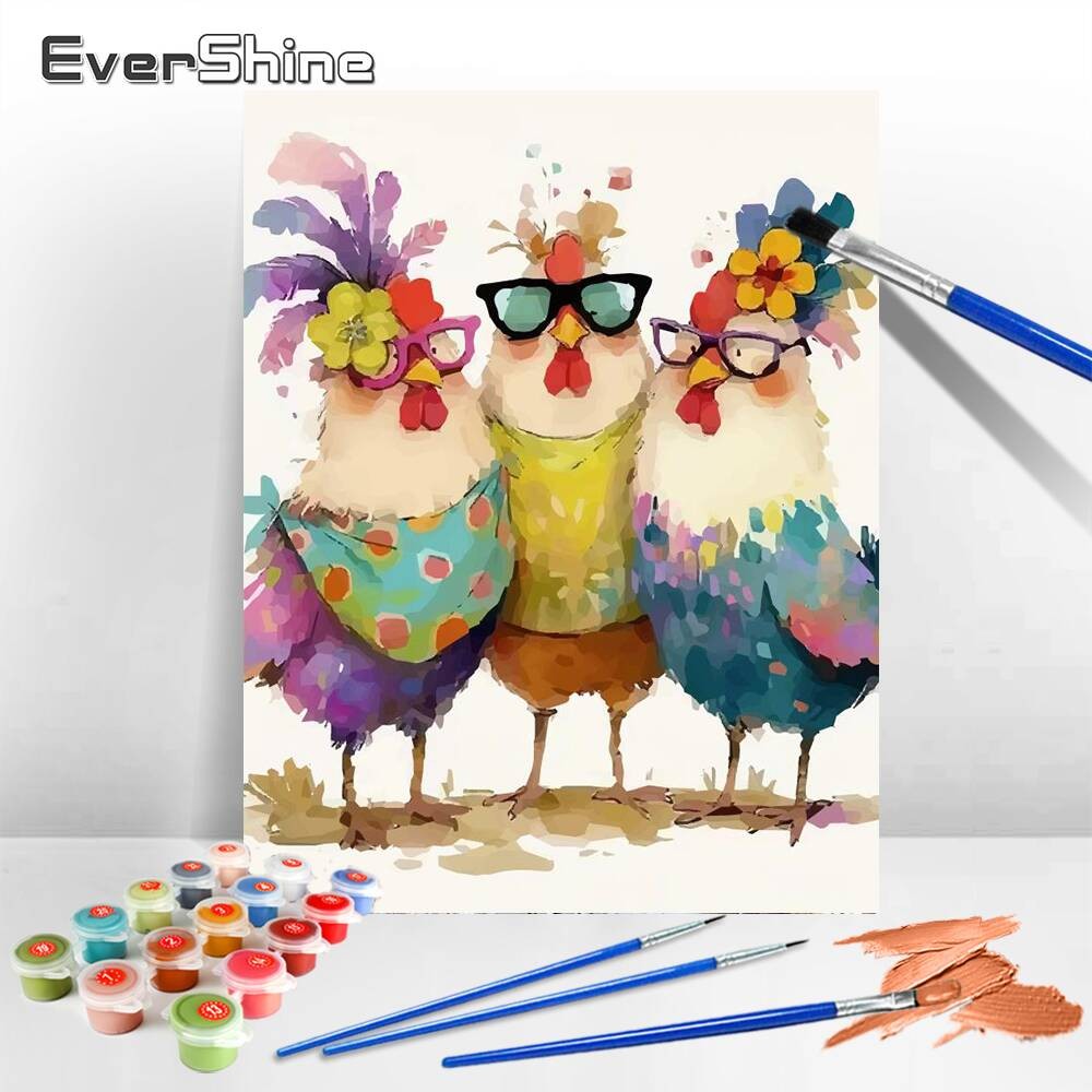 

Evershine Chicken Paint By Number Canvas Kits Animal Drawing On Canvas Adult Paint By Numbers Art Figure Drawing Home Decoration