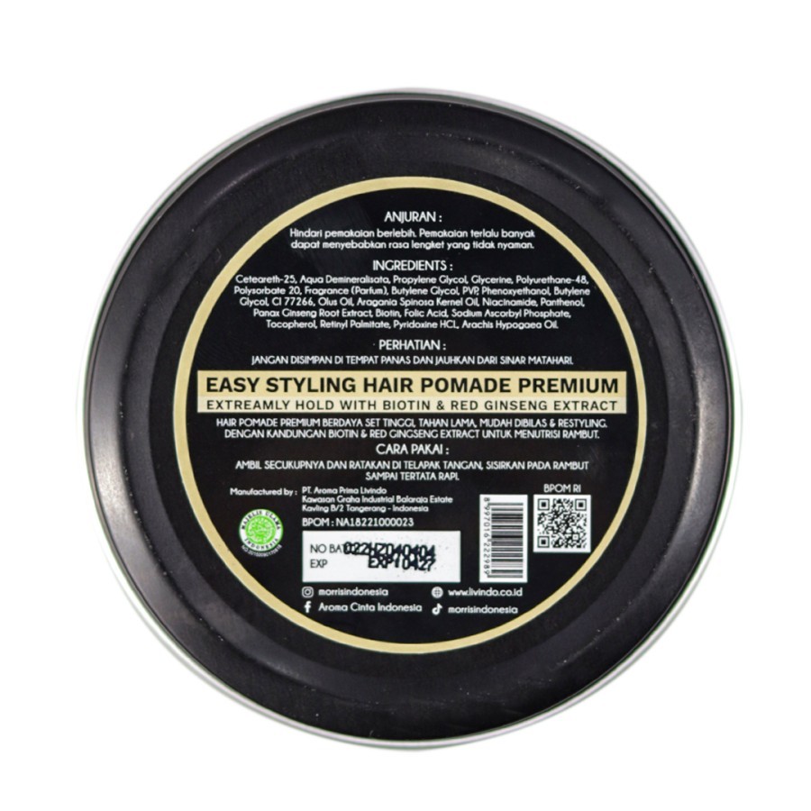 FGD Morris Hair Clay Morris Pomade Premium Man Edition 80gr Morris Hair Clay Matte Finish Firm Hold