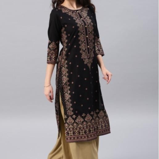 Laqueens kurta kurti india atasan wanita remaja tunik dress kondangan hitam Katun Dewasa Panjang Gam