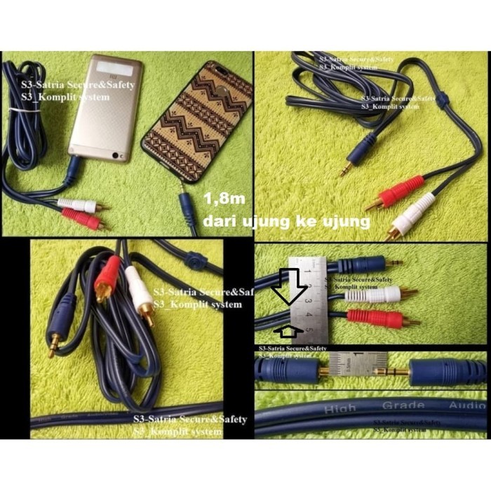 Speaker KABEL RCA 1 ke 2 JACK 3.5 Handphone Komputer laptop