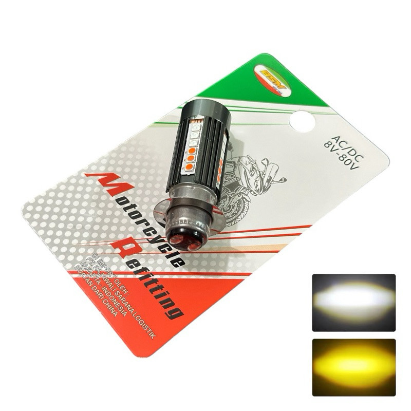 Lampu LED laser senja Bholam utama motor putih kuning socket H6 Matic Bebek METIC MATIK METIK VARIO 