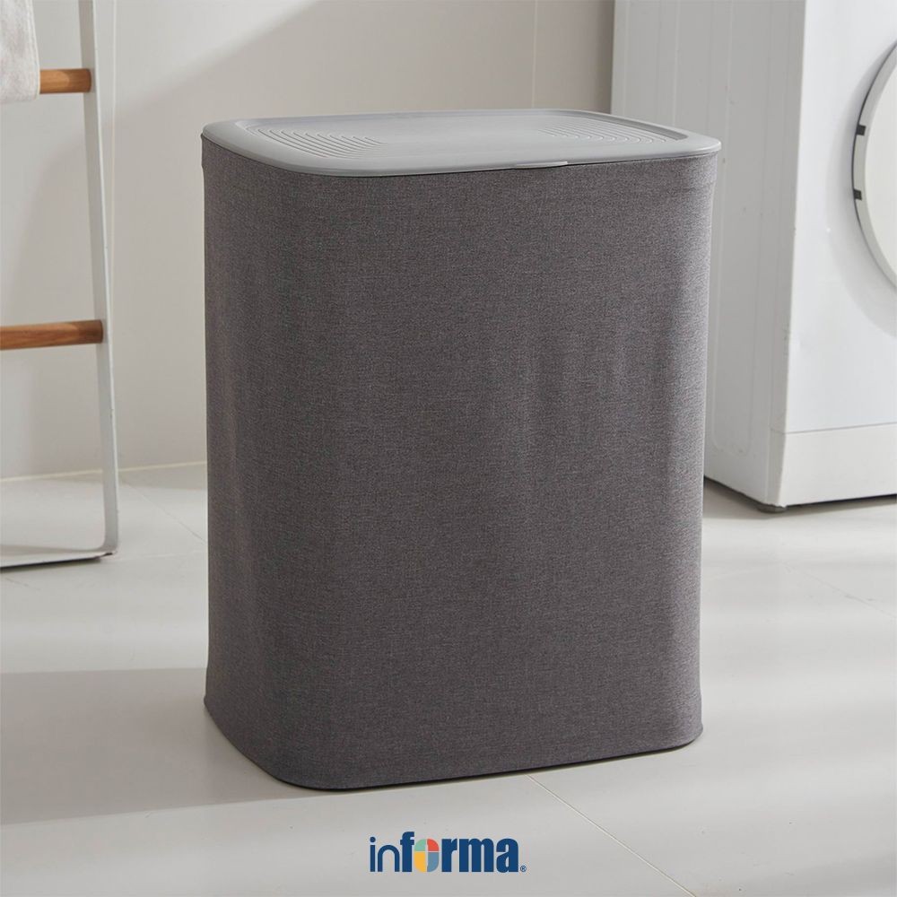 Informa 50 ltr Sydney Keranjang Laundry - Abu-Abu Tempat Baju Wadah Cucian Laundry Basket Perlengkap