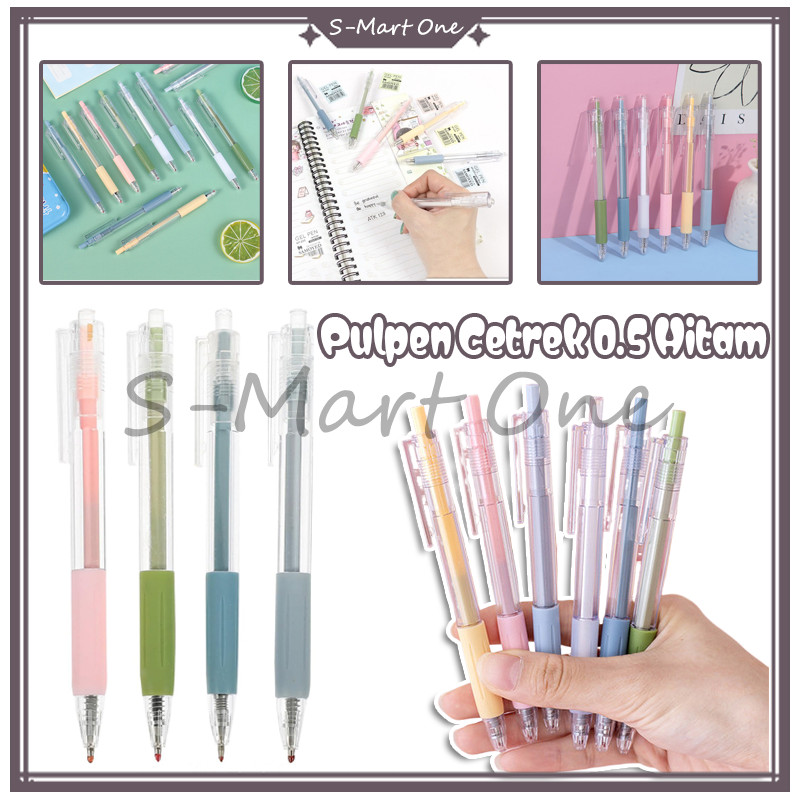 

SM Pena Gel 0.5mm Tinta Hitam Alat Tulis Sekolah Kantor Pen Warna Warni Bolpoint Polos Murah Pulpen Cetekan Transparant Polos