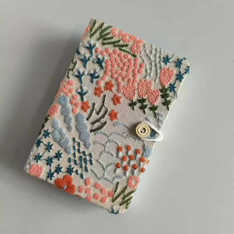 

A5 & A6 Fabric Embroidery Flower Sea Seal Book Notepad Record Student Blank Handbook Journal Stationery Embroidery Craft