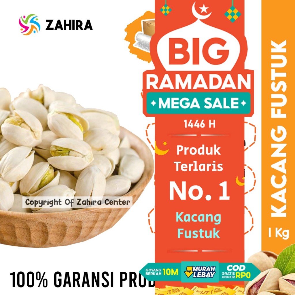 

Kacang Fustuk 1KG Pistachio Khas Arab Saudi Almond Mede Untuk Oleh oleh Haji Umroh Kualitas Premium