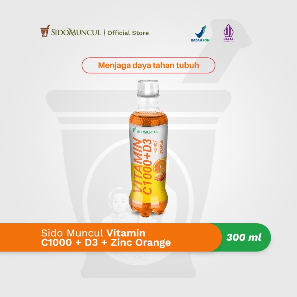 

Sido Muncul Vitamin C1000 + D3 + Zinc Orange 300ml - Daya Tahan Tubuh