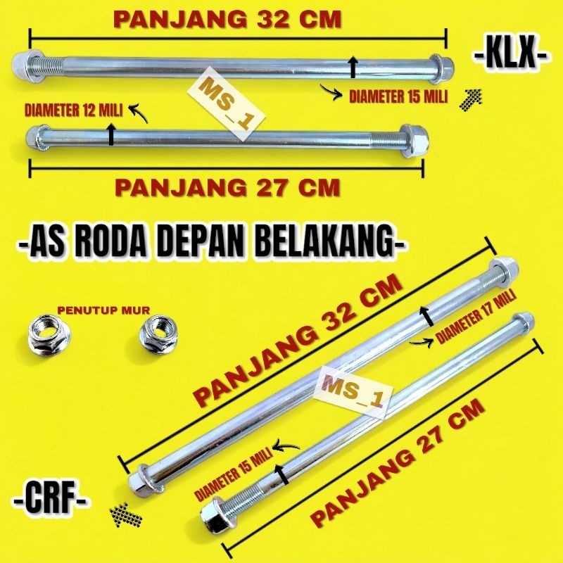 As Roda Depan KLX/ As Roda Belakang KLX/ As Roda Depan CRF / As Roda Belakang CRF/ As Roda Depan Dan