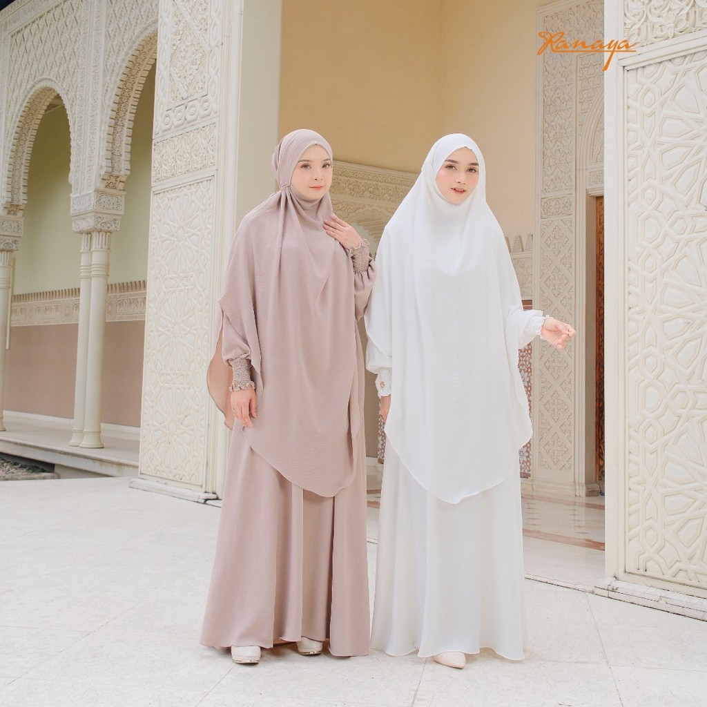 Gamis Umroh Haji French Khimar Medina Syar'i Bahan Crinkle Premium Best Seller By RANAYA