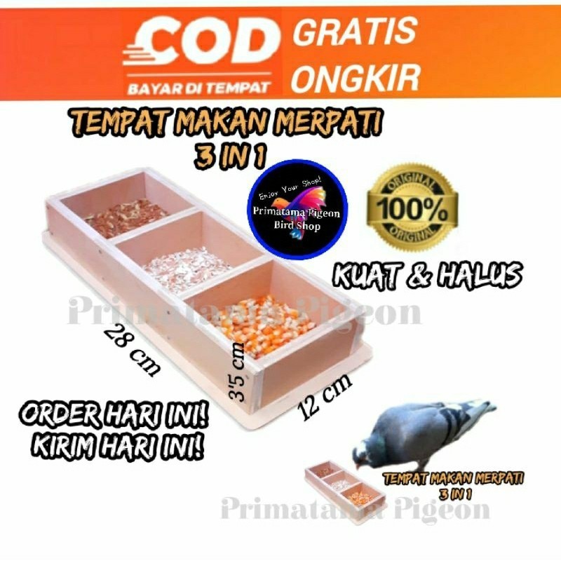 Tempat Makan Merpati 3 in 1 Tempat Makan Burung Merpati 3 skat Wadah Pakan Merpati Wadah Pakan Burun