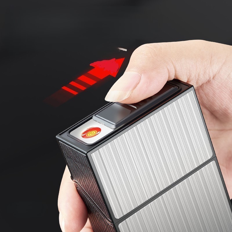 Kotak Roko 20 Slot + Korek Elektrik Usb Charge / Tempat Wadah Batang Rokok/ Bungkus Portable Outdoor